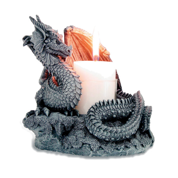 bougeoir dragon ailes résine