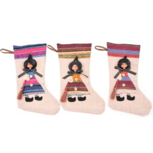 chaussette décorative sorcière robe rayée